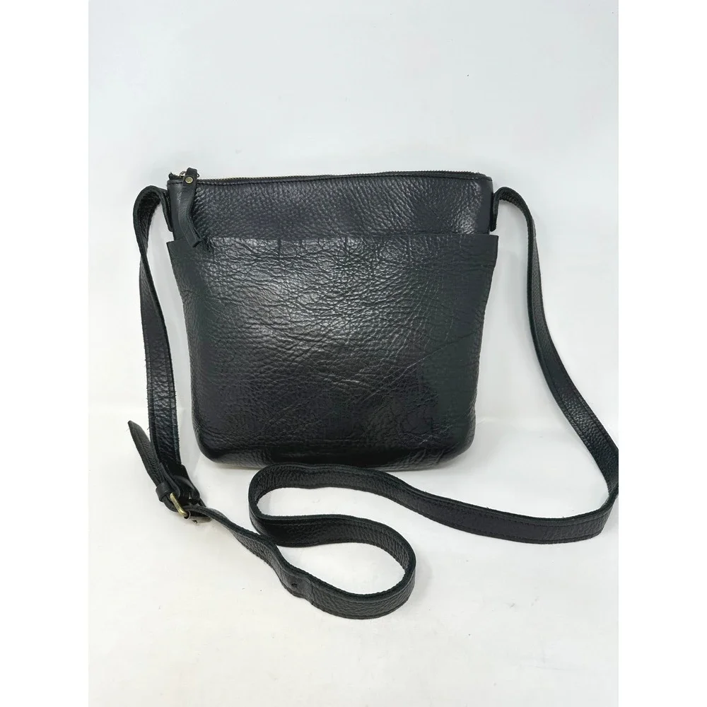 Lifetime Leather Sling Crossbody Black Minimalist‎ Full Grain